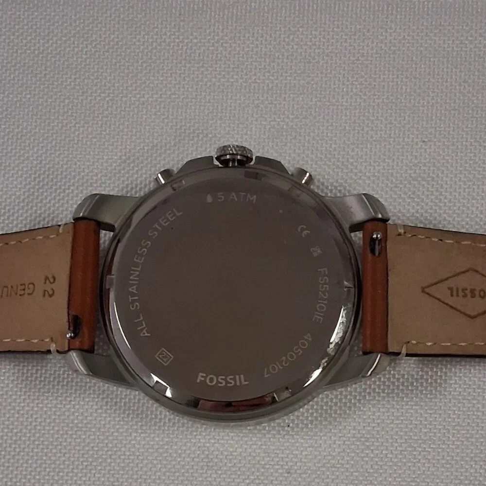 Fossil Men’s Grant Chronograph Watch – Silver / Luggage Model: FS5210 {002}